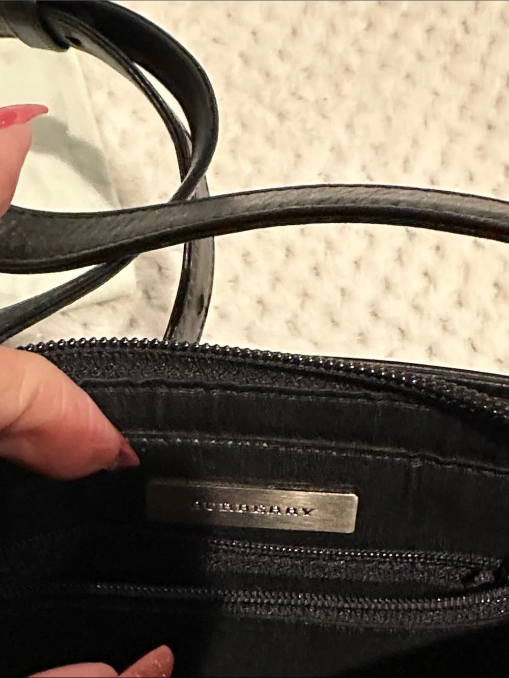Burberry Black Leather Crossbody with Classic Check Accent